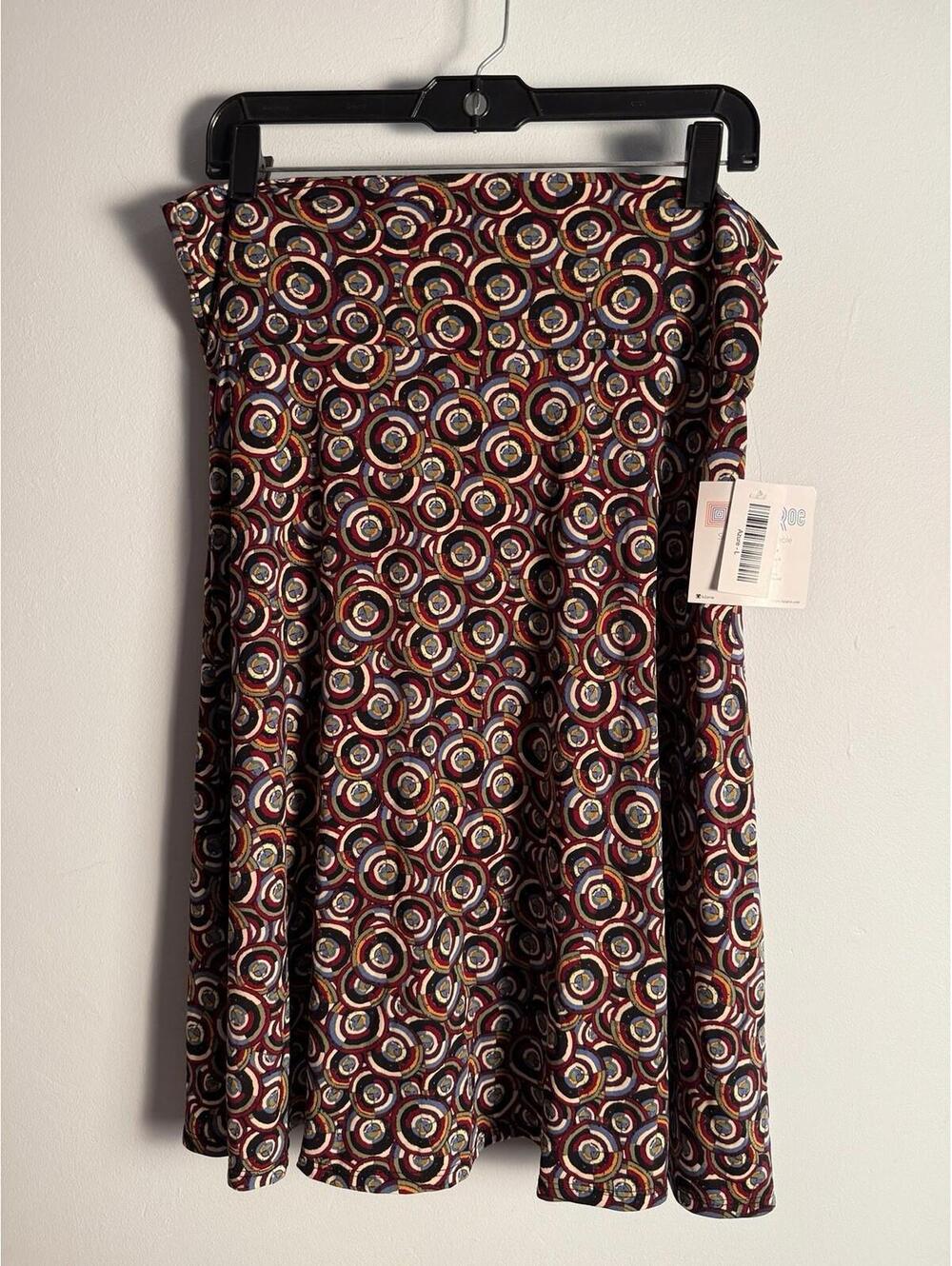 LuLaRoe Azure Skirt Blue Green Circles A-Line Yoga Waist Knee Length Large NWT A